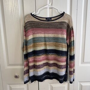 Chaps striped button side sweater size small